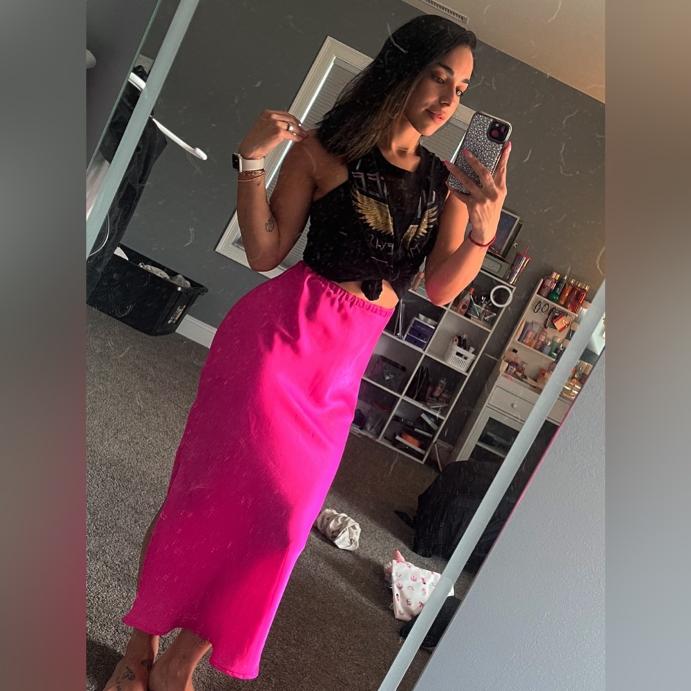 Hot pink ankle length skirt